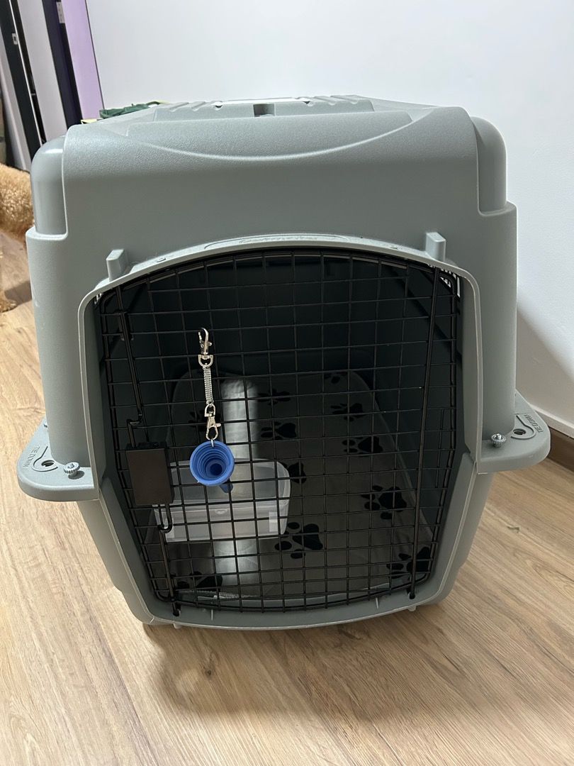 2 Cat Carrier Ferplast Dog Carrier CLIPPER PLUS, IATA Approved Dog Travel Crate, Large Dog Carrier Max 45 Kg, Pet Carrier, With Double Compartment For Accessories, Pull-out Handle, 93 X 65 X H