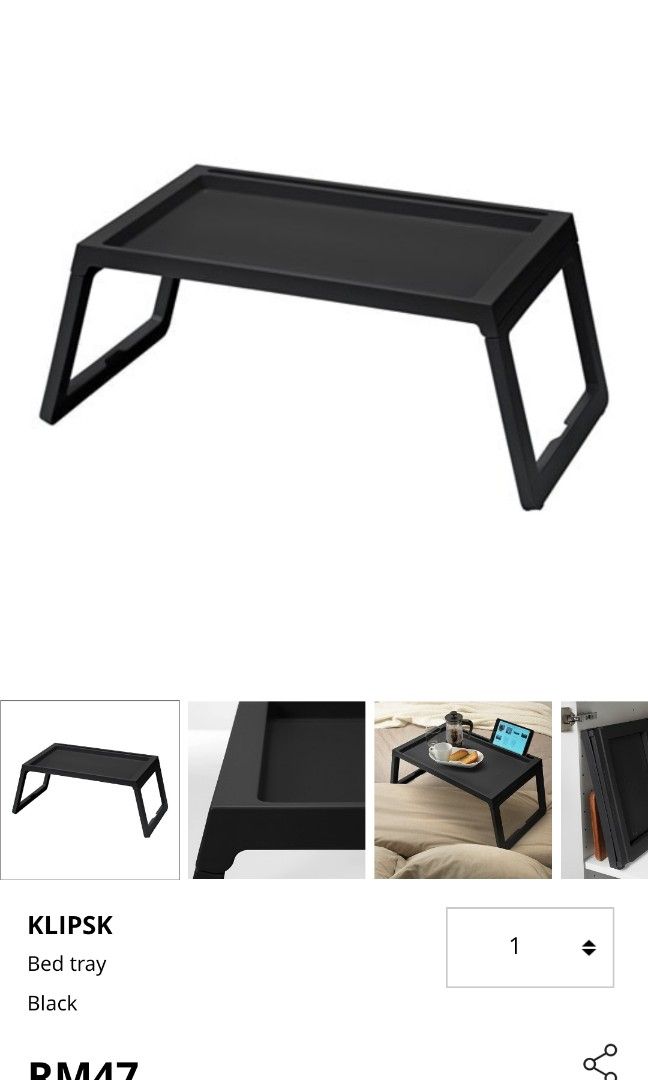 Ikea KLIPSK Bed Tray, Furniture & Home Living, Furniture, Other Home