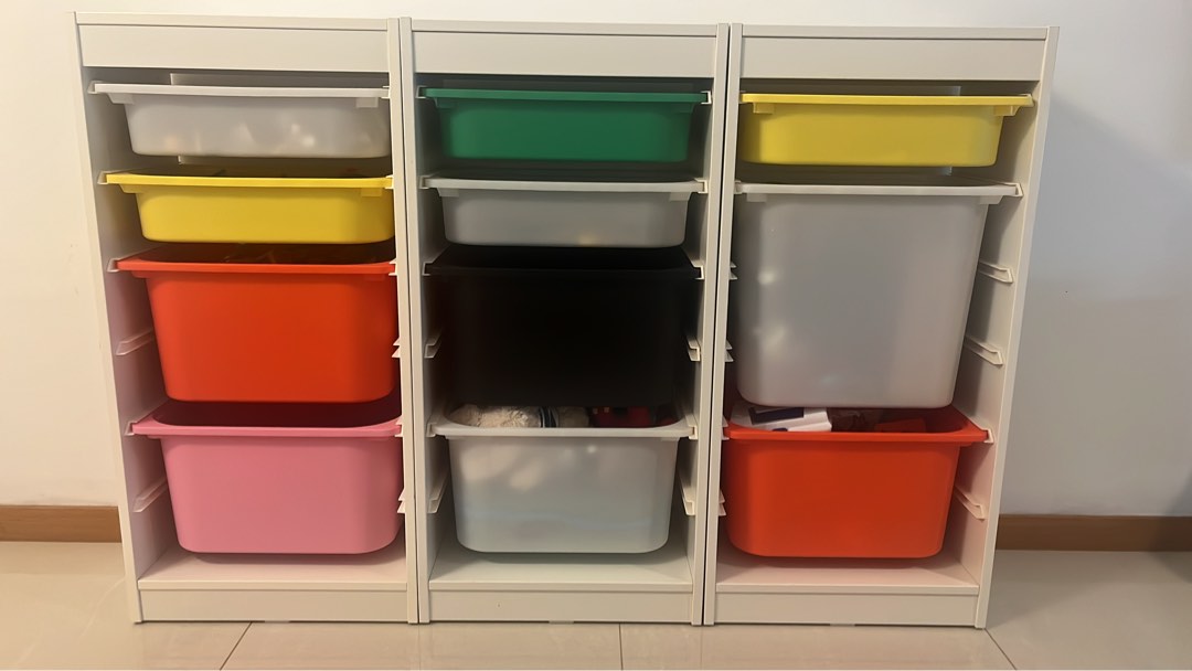 [IKEA] Trofast storage system with boxes., Furniture & Home Living