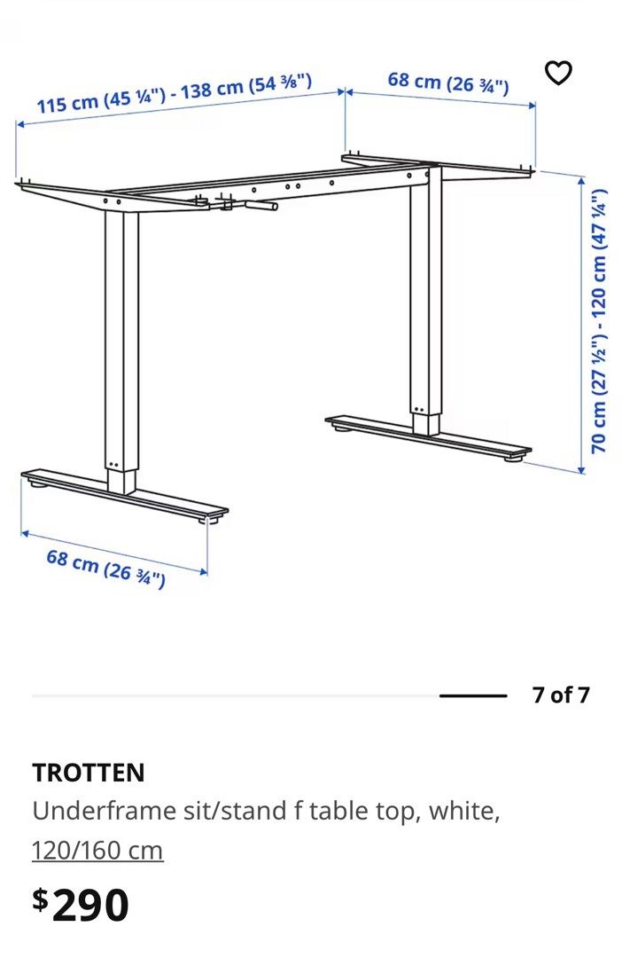 IKEA TROTTEN desk underframe, Furniture & Home Living, Furniture