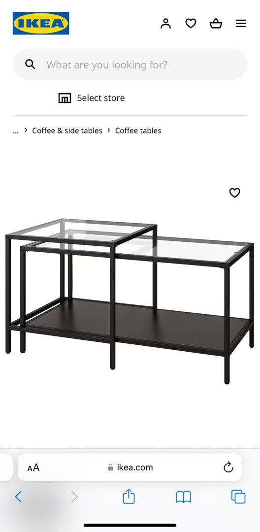 IKEA VITTSJO coffee table, Furniture & Home Living, Furniture, Tables