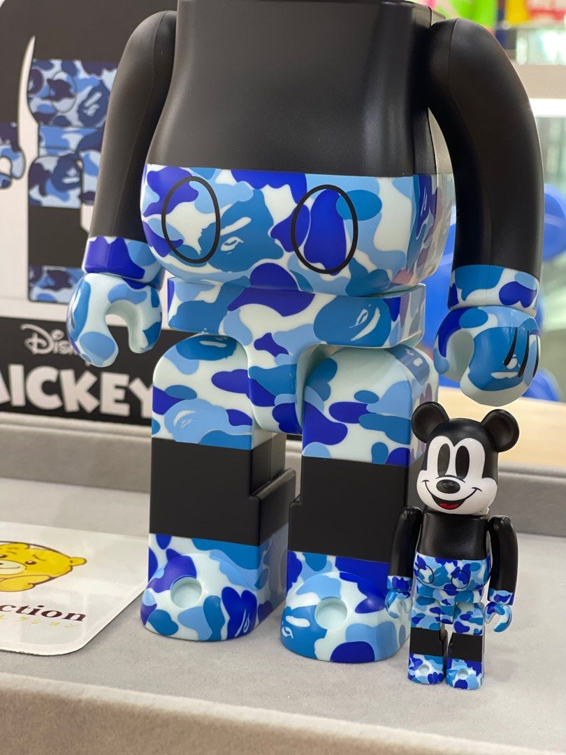 [In Stock] BE@RBRICK x Bape Mickey Mouse Blue Camo ver. 100%+400% set  bearbrick