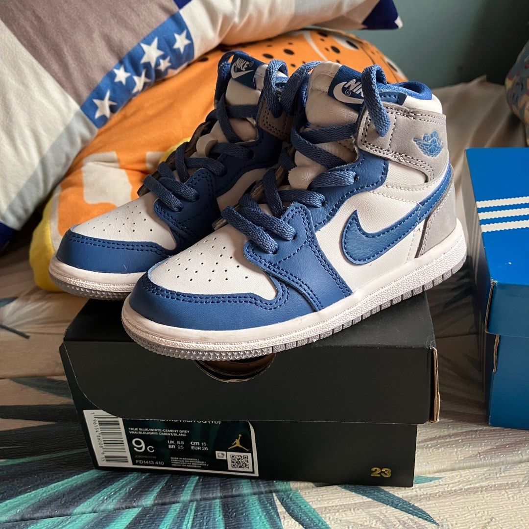 Jordan 1 High True Blue 9c/15cm, Babies & Kids, Babies & Kids