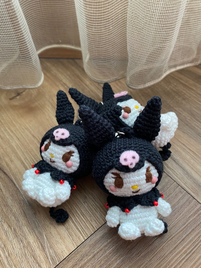 Kuromi Amigurumi Keychain with small bell, Hobbies & Toys, Toys & Games