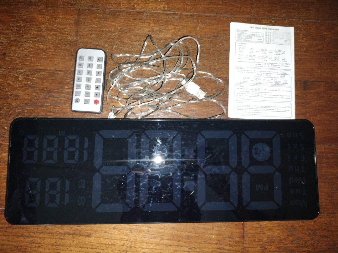 Large LED digital wall clock, Furniture & Home Living, Home Decor, Clocks on Carousell