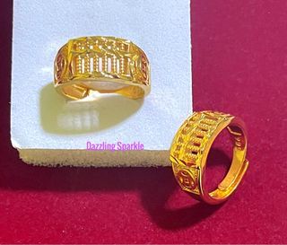 Ring Latest!! Bangkok premium 999  Gold plated Wealth Ring Abacus with engraved chop 999 / width 10mm(Adjustable)  can adjust with gentle push : (LONG LASTING)