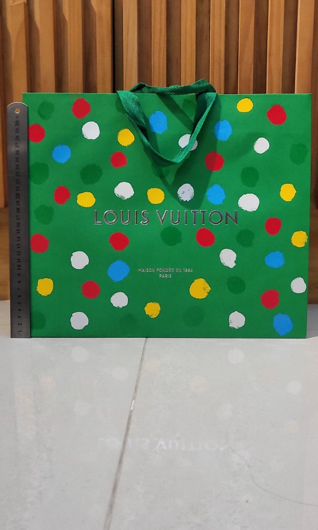 14 x 10 LOUIS VUITTON x Yayoi Kusama Paper Shopping Bag Green 2023 Limited