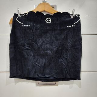 Maje: Black Suede Skirt