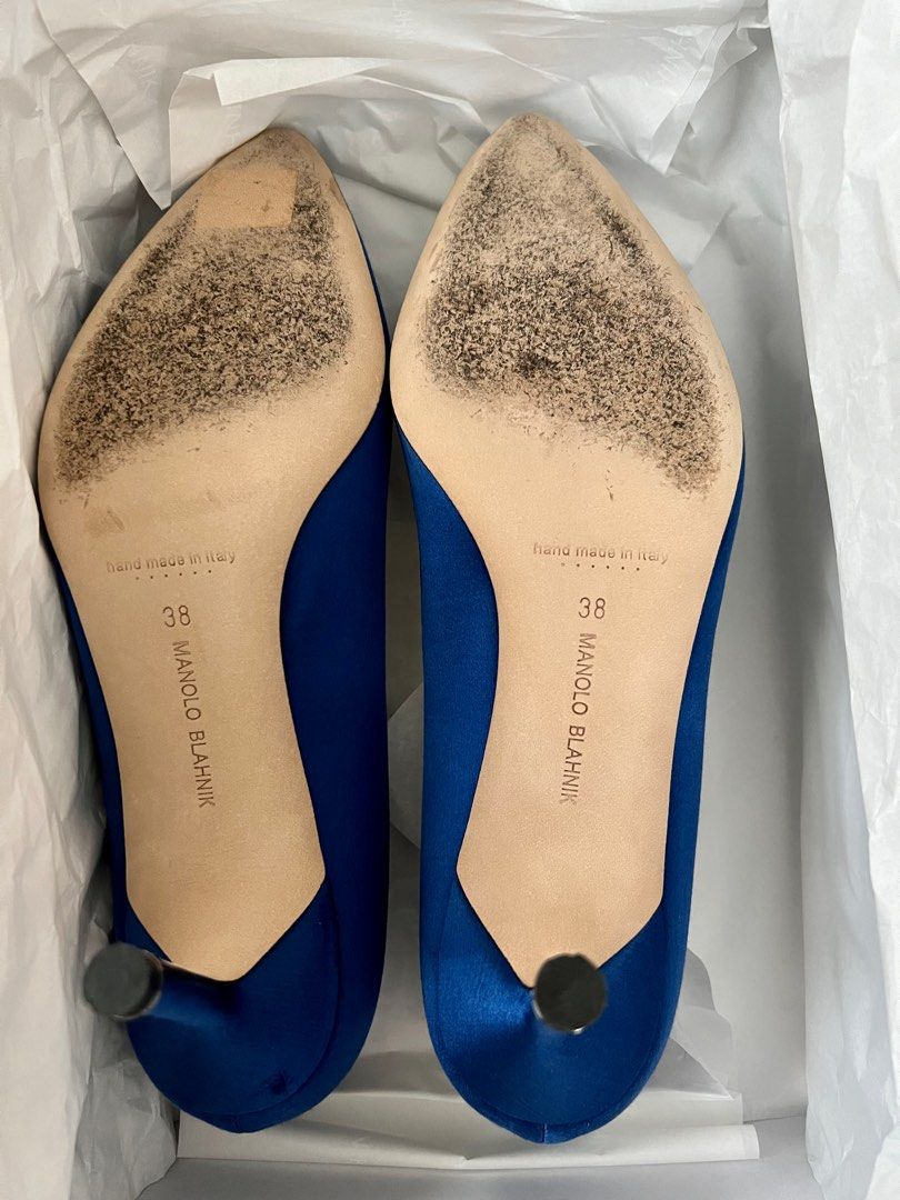 Manolo blahnik blue satin hot sale
