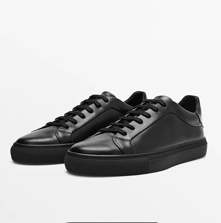 Mens black online trainers leather