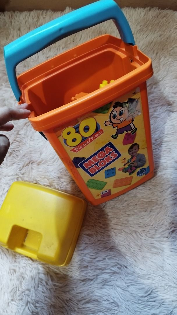 Mega BIG Blocks with Bucket Container (Category: Lego & Building Sets) located in Legazpi City. Submitted by kissandtellcloset (Listing ID 1232682978, Image 1). Description: ☀️ great for small hands ☀️ build towers and houses ☀️ haggling allowed.