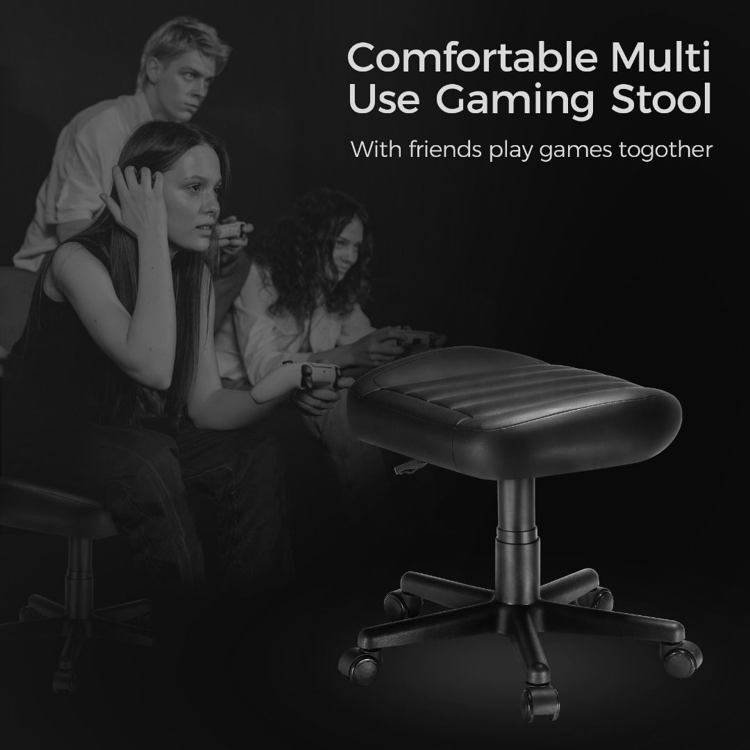 Multifunctional Gaming Foot Stool Height Adjustable Swivel Rolling