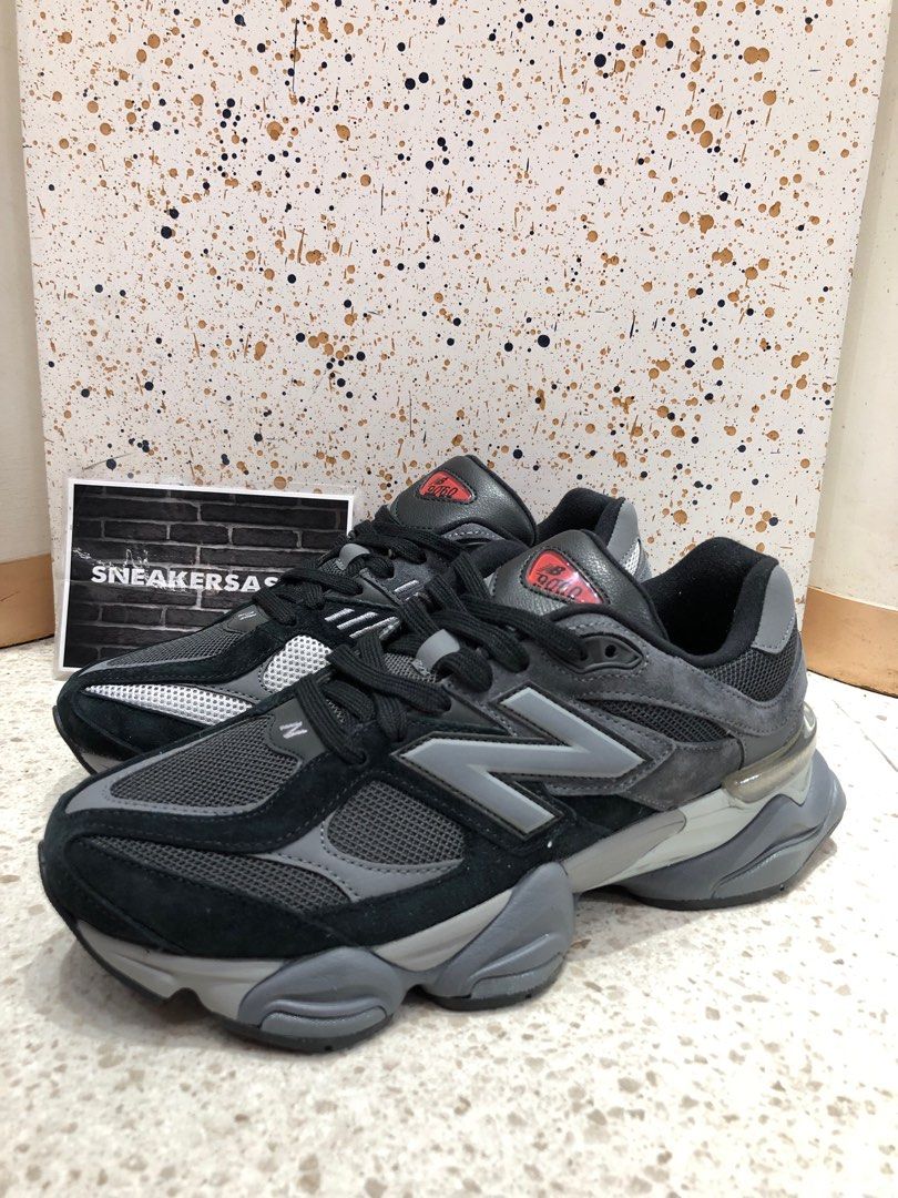 New Balance 9060 Black Castlerock Grey, Fesyen Pria, Sepatu , Sneakers di Carousell