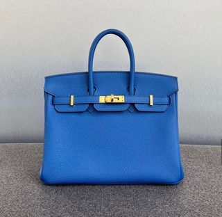 New HERMES BIRKIN 25 B25 BLEU NUIT TOGO PALLADIUM HARDWARE, Luxury, Bags &  Wallets on Carousell