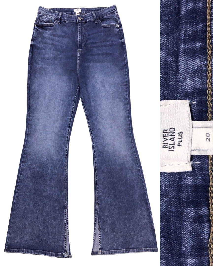 River Island Plus flare jeans in medium denim
