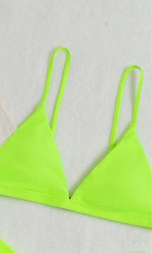 Straight Shell Bikini Top in Lime Green