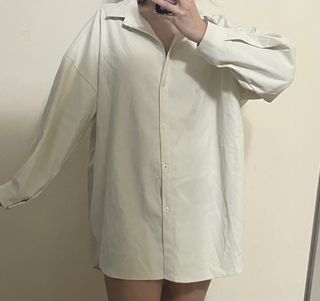 奶油白oversize 長袖襯衫