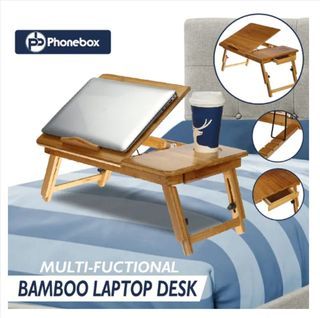 PHONEBOX Bamboo Wood Portable Folding Bed Laptop Table