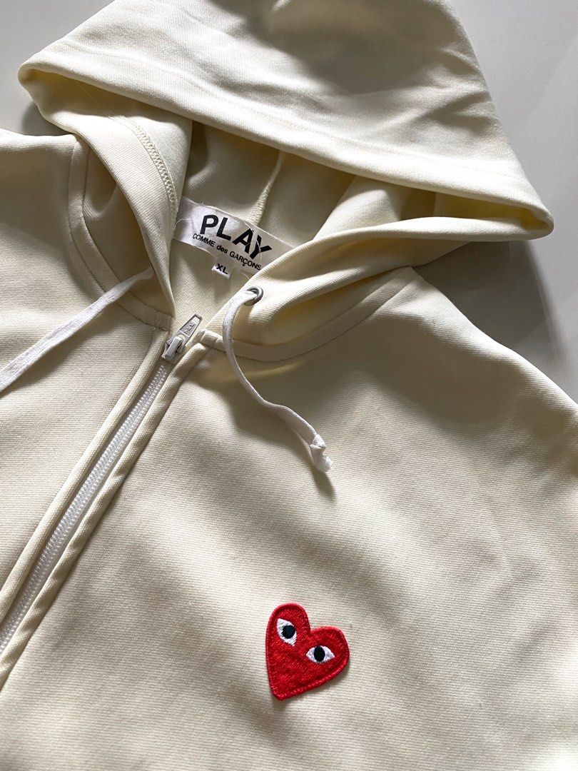Cdg cream hoodie top