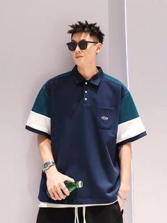 🌟預購🌟POLO衫翻領拼色簡約T恤夏季男基礎百搭款重磅短袖0519👔.🎉.👔.🎉.👔
