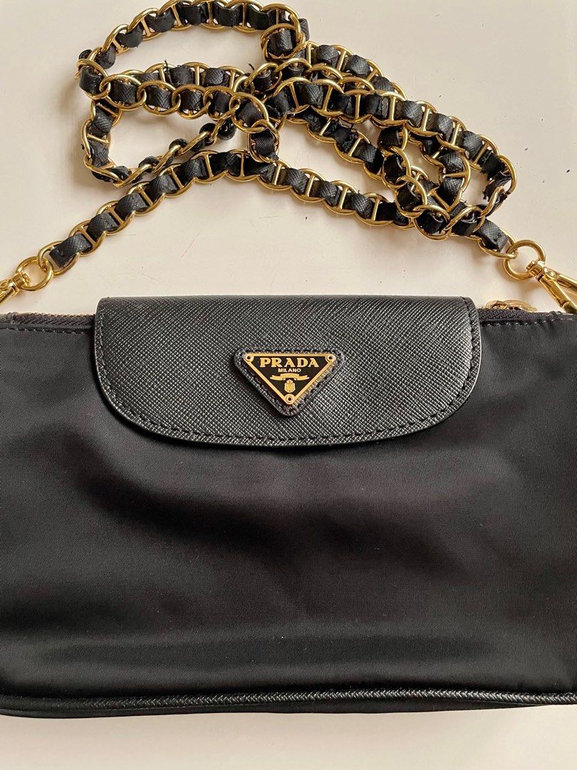 Prada Tessuto Nylon Saffiano Crossbody Bag Black
