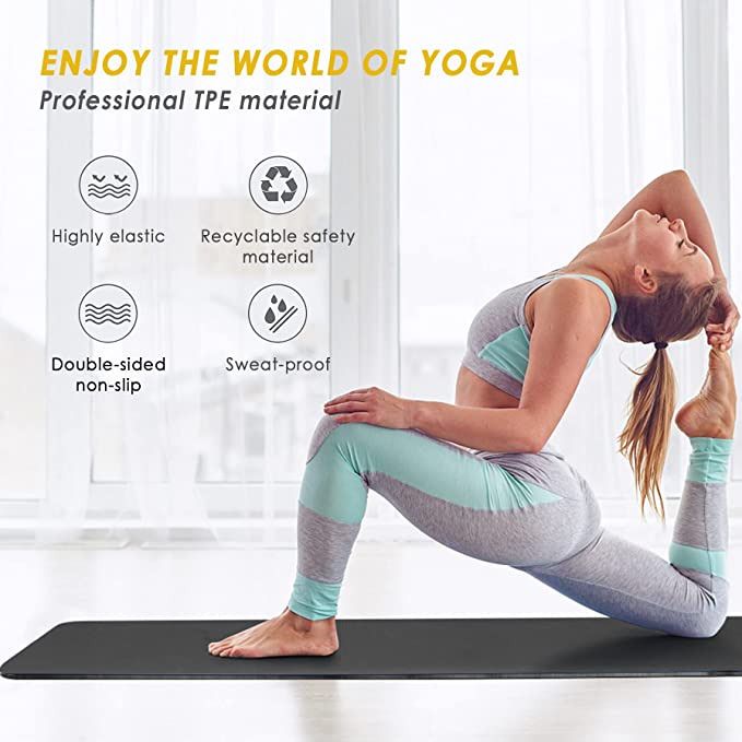 Premium 6mm TPE Yoga Mat for Men and Women High Density Elastic Non Slip and Sweat Absorbent Sports Equipment Exercise Fitness Exercise Mats on Carousell