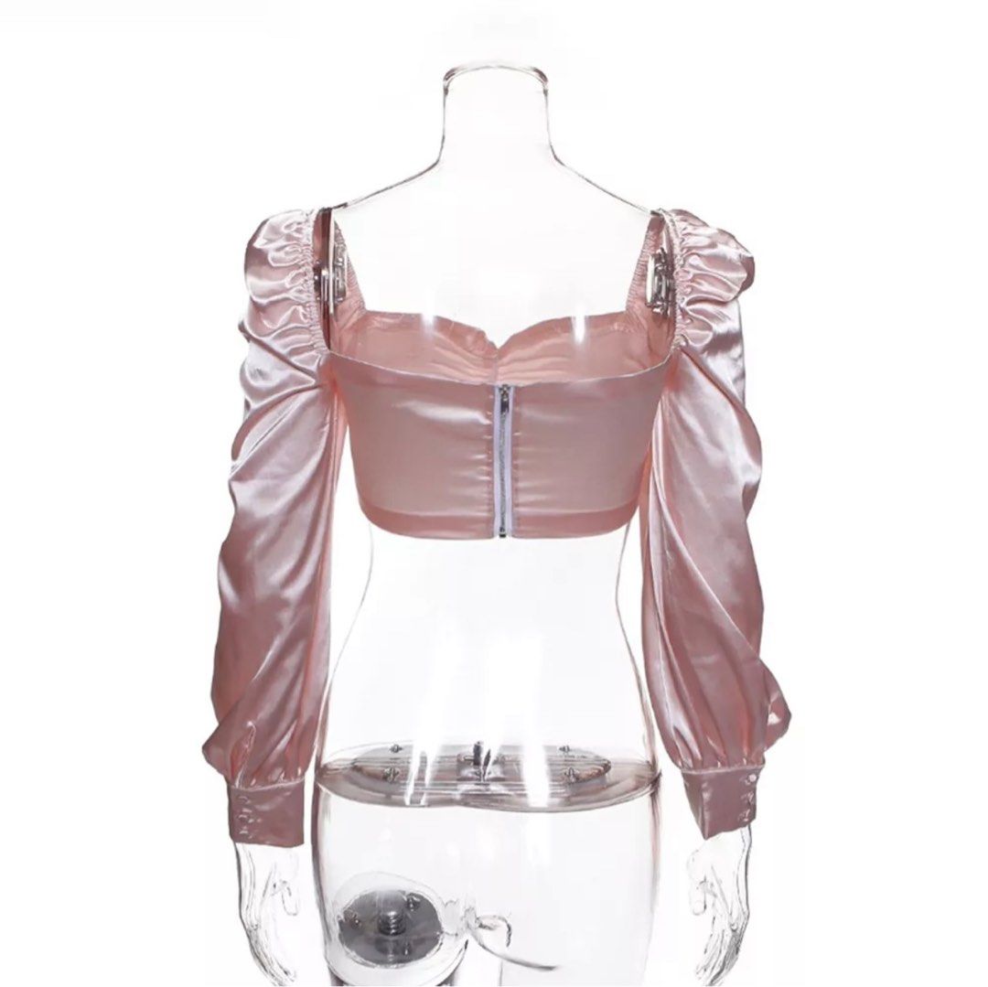 Puff Shoulder Bow Crop Top