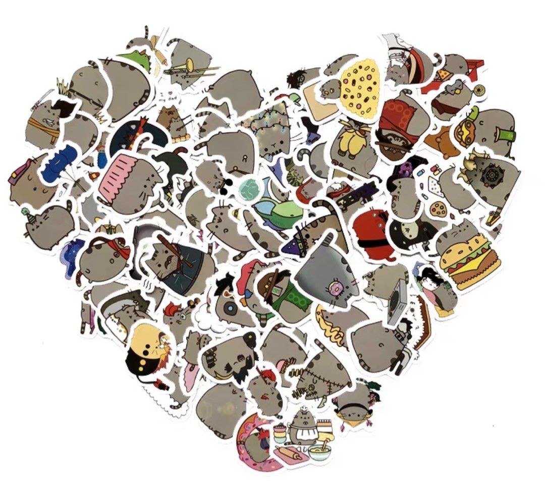 Pusheen Cat stickers WATERPROOF [100 UNIQUE DESIGNS], Hobbies & Toys ...