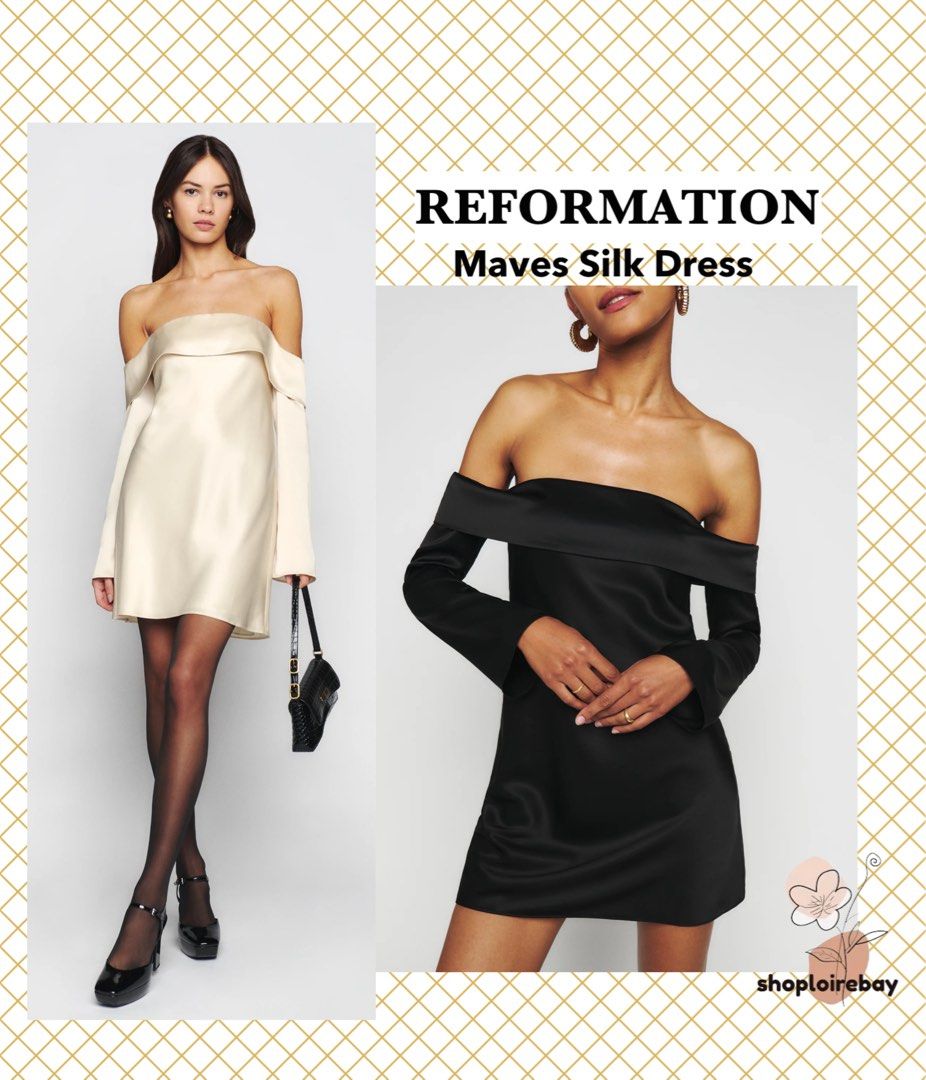 Reformation black silk dress cheap