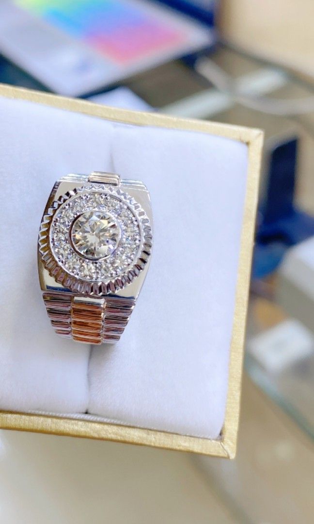 White gold top rolex ring