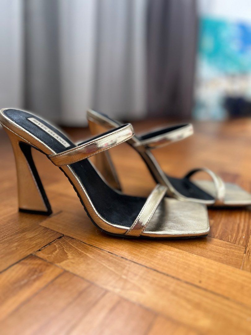 River Island Slip On Heels Gold Women s Fashion Footwear
