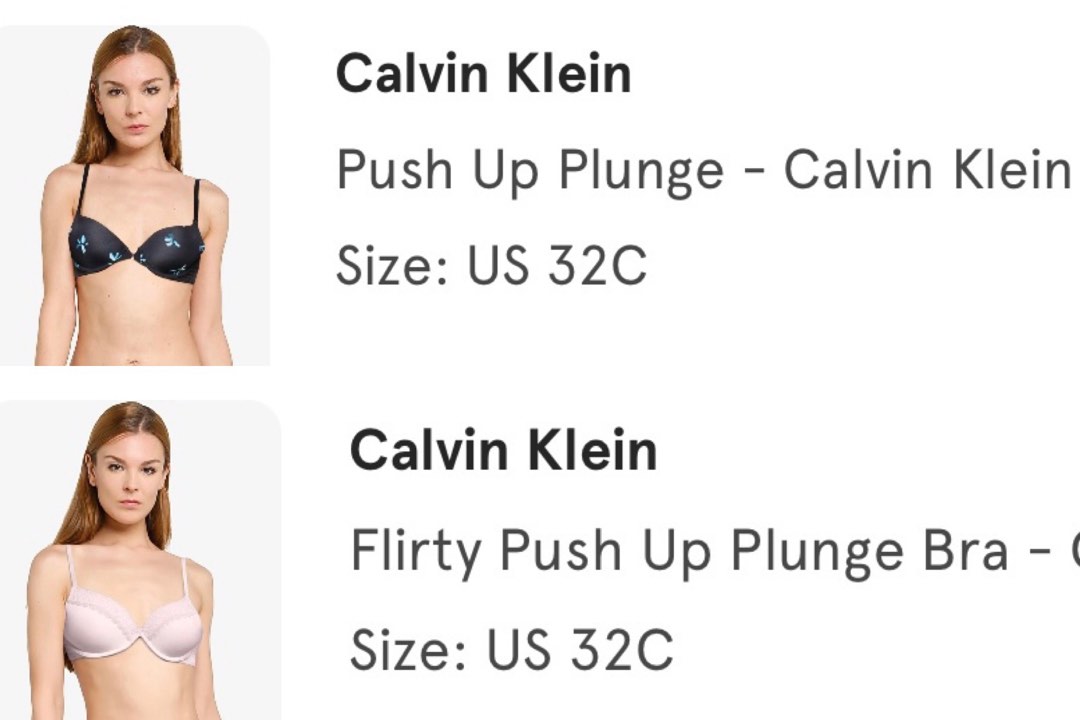Sale! Calvin Klein Push Up Plunge Bras 2 Pieces Pack SGD80, Women's  Fashion, New Undergarments & Loungewear on Carousell