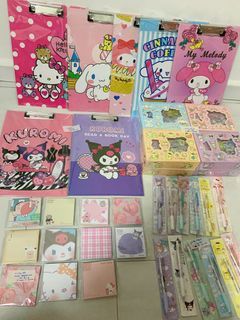 Sanrio character clip board sticky note glue cutter gift box kuromi melody hello kitty Pom Pom Cinnamonroll
