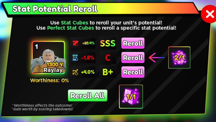 📦1st SSS Stat Reroll Cooldown [👾UPD 14] Anime Adventures #sss #rerol