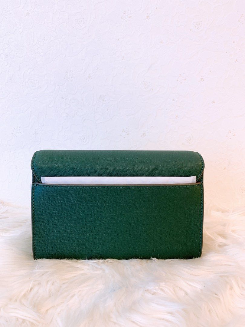 Tory Burch Emerald Green Saffiano Leather Robinson Flap Shoulder