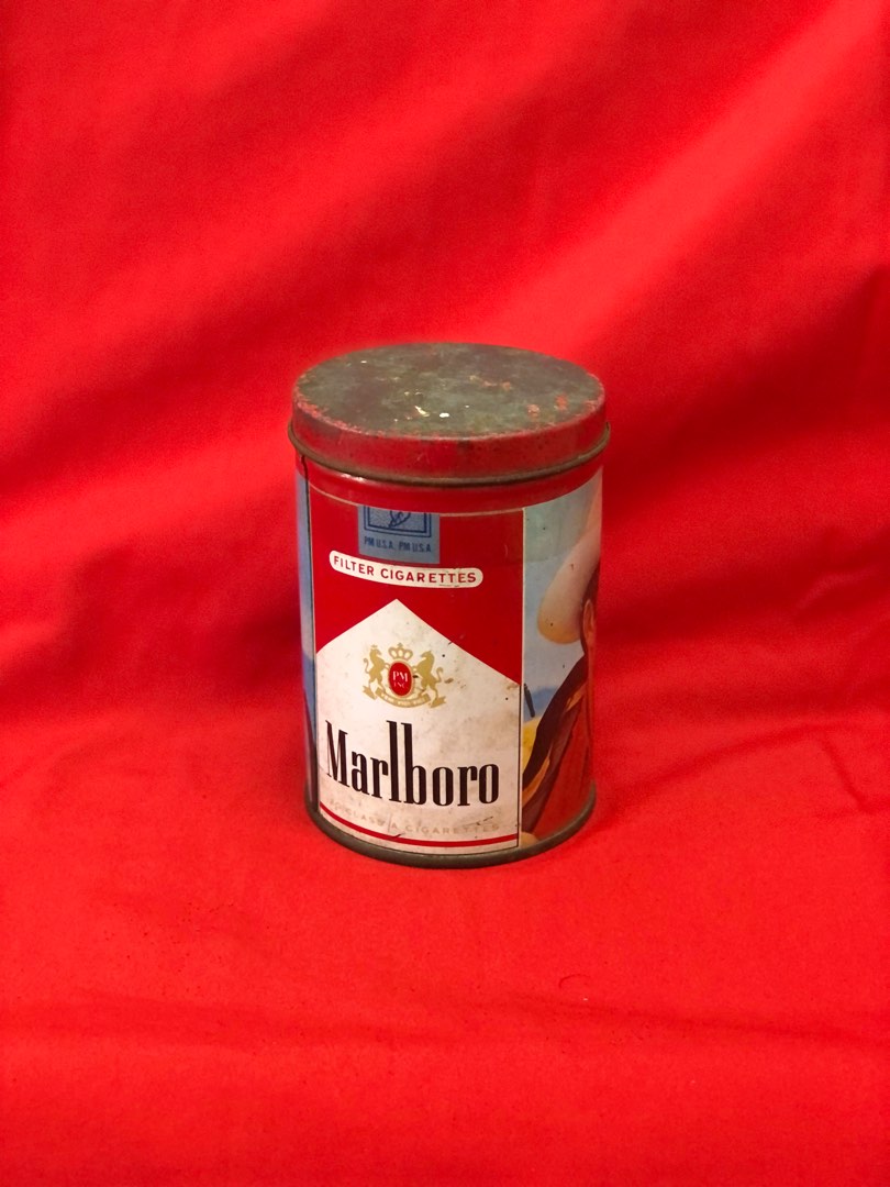 Smoking Accessories - Vintage Marlboro Sigarette Tin With Hinged Lid, 9