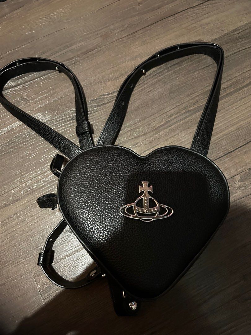 Anglomania Johanna Small Heart Leather Cross-body Bag In Black