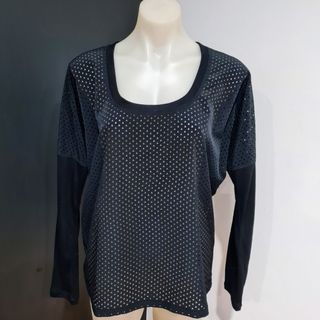 Women's size L 'LORNA JANE' Gorgeous black long sleeve mesh activewear top - EUC