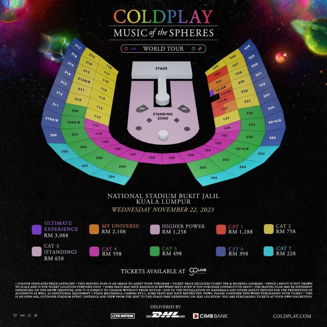 WTB Coldplay Malaysia Concert (Tickets Cat 5/6/7) any of them for two