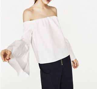 ZARA Poplin Sabrina Top