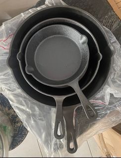 3pcs/set Cast iron Skillet pan pre seasoned