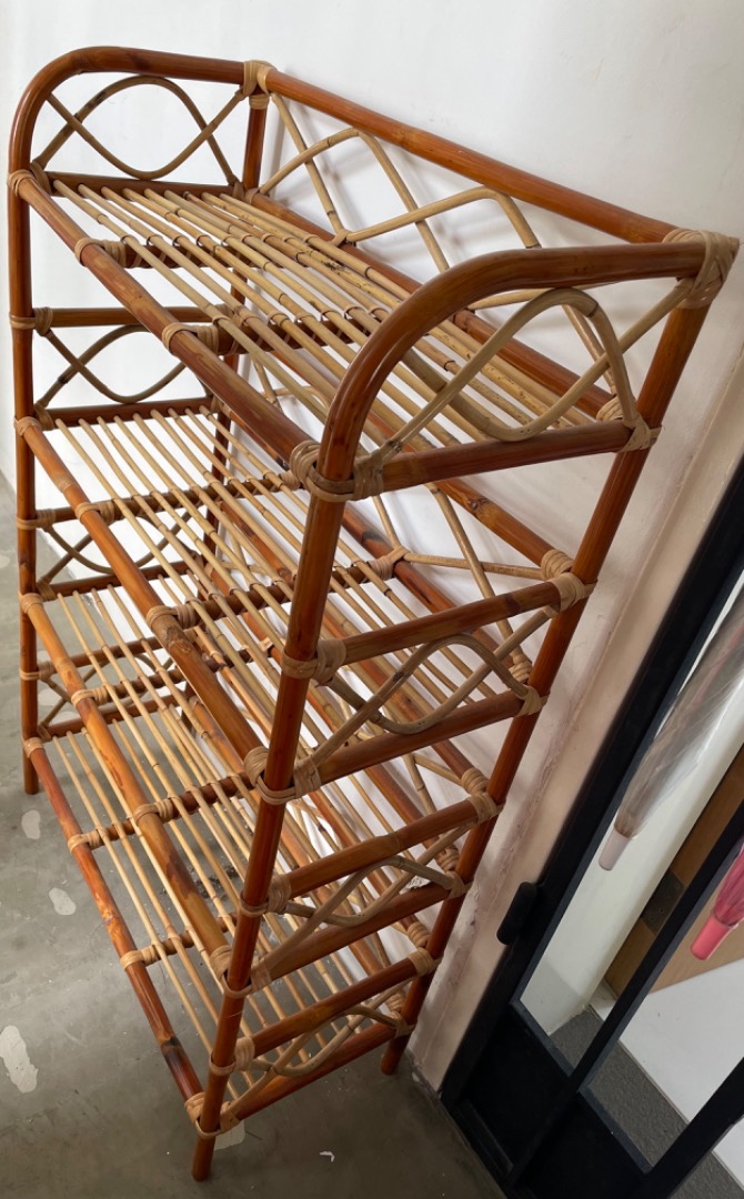 4 Tier Cane Shoe Storage Rack, Furniture & Home Living, Furniture
