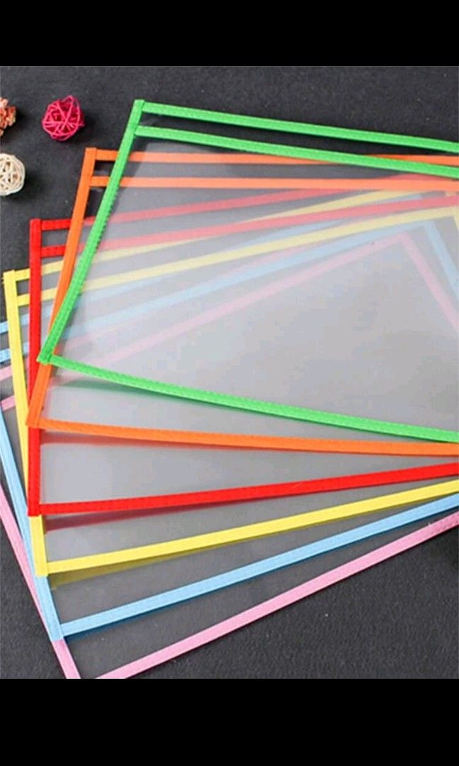6pcs Reusable Dry Erase Pocket A4 Writing Clear Folders, Hobbies & Toys