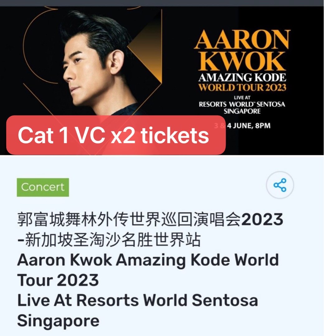 Aaron Kwok concert RWS, Tickets & Vouchers, Event Tickets on Carousell