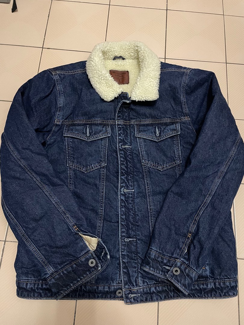 Abercrombie Fitch Sherpa Denim Jacket Men s Fashion Coats