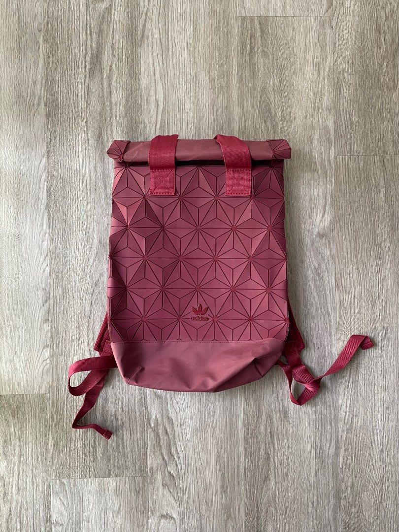 Adidas Issey Miyake Maroon Red 3D Mesh Roll Top Backpack Bag, Men's ...