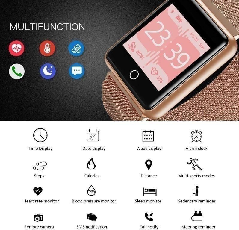 AGPTEK Bluetooth Smartwatch Waterproof IP67 Colour Screen Fitness