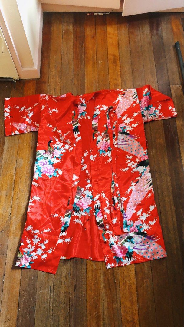 Asian Satin Robe (Red) on Carousell