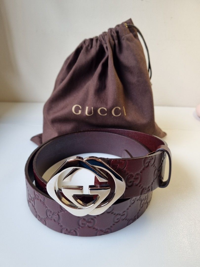 Maroon top gucci belt