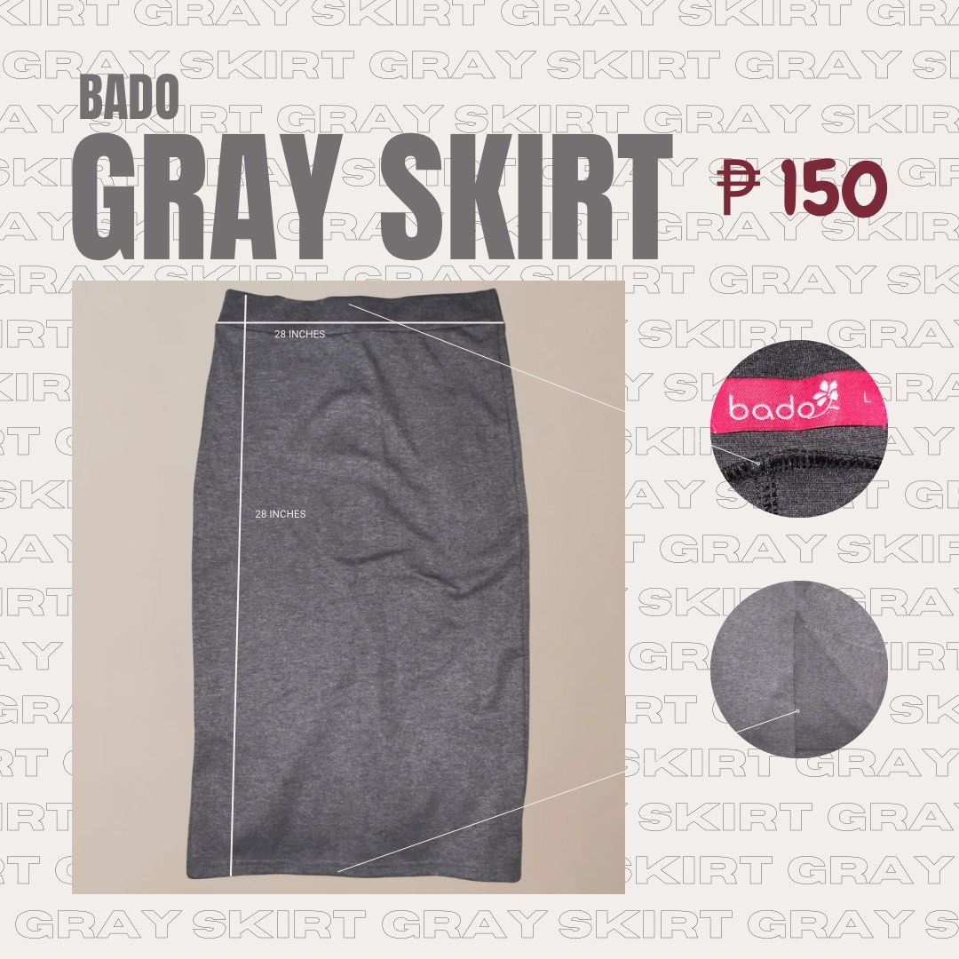 Bado Gray Skirt (Category: Skirts) located in Manila. Submitted by trixsrandomstuff (Listing ID 1229680521, Image 1). Description: .